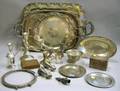 Group of Miscellaneous Sterling Silver Tablewares and Three Silver Plated Trays