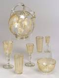 Twentytwo Piece Continental Gilded Glass Libation Set