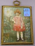 Giltmetal Framed Miniature Portrait on Ivory of a Young Girl