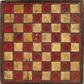 Carved and painted double sided gameboard 19th c