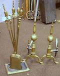Pair of Steepletop Andirons and Similar Tools