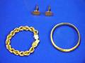 Two 14kt Gold Bracelets and a Pair of 14kt Gold Cuff Links