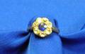 12kt Gold Blue Stone and Diamond Ring