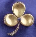 Antique 14kt Gold and Gemset Clover Brooch