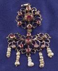 Antique 14kt Gold Ruby and Freshwater Pearl Pendant