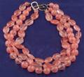 14kt Gold and Pink Glass Multistrand Necklace