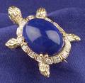 Lapis and Diamond Turtle Brooch