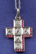 Edwardian Ruby and Diamond Cross Pendant