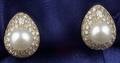 18kt Gold Cultured Pearl and Diamond Earclips Trio
