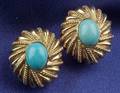18kt Gold and Turquoise Earclips Tiffany  Co Schlumberger
