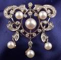 Cultured Pearl and Diamond Brooch
