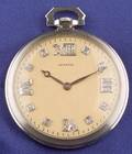 Art Deco Platinum and Diamond Open Face Pocket Watch Agassiz