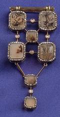 Antique Landscape Agate and Diamond Brooch