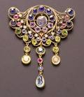 Arts  Crafts 18kt Gold and Gemset Brooch Frank Gardiner Hale