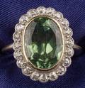 Antique Demantoid Garnet and Diamond Ring