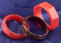 Three Bakelite Carved Bangles