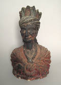 Carved and painted countertop tobacconist figure of an Indian 19th c