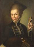 Manner of Alessandro Longhi Italian 17331813 Portrait of Lady with a Mask in Hand