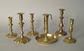 Five Georgian brass candlesticks 18th c