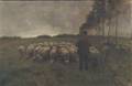 Attributed to Anton Mauve Dutch 18381888 A Shepherd with His Flock