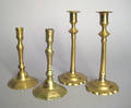 Pair of George II brass candlesticks mid 18th c