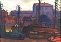 Russian School 20th Century Lot of Two Boatyard Views