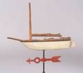 Painted Wood and Copper Sailboat Weathervane