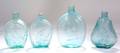 Four Light Aqua Blown Molded Glass Flasks