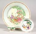Chinese Export Porcelain Cherry Pickers Plate Tea Bowl and Saucer