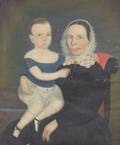 American School 19th Century Portrait of a Mother and Child