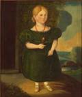 American School 19th Century Portrait of a Girl Wearing a Green Dress