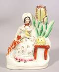 Staffordshire Pottery Damsel Figural Group