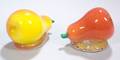 Two Blown Glass Pear Paperweights