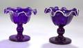 Pair of Cobalt Blue Footed Glass Compotes