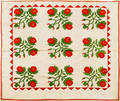 Appliqu rose variant quilt late 19th c