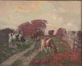 American School Late 19thEarly 20th Century Cows Out to Pasture