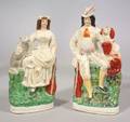 Pair of Staffordshire Pottery Musician Figural Groups