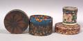 Three Small Round Wallpapercovered Bandboxes