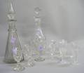Ten Assorted Colorless Glass Wines and Two Cut Crystal Decanters