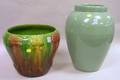 Glazed Art Pottery Floor Vase and a Majolica Glazed Pottery Jardiniere