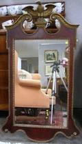 Chippendalestyle Carved Giltwood and Mahogany Veneer Mirror