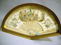 Framed French Handpainted Scenic Fan with Ivory Sticks