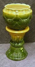 Wardel Pottery Majolica Glazed Jardiniere on Pedestal