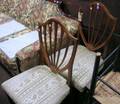 Pair of Federal Upholstered Inlaid Mahogany Shieldback Side Chairs