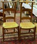 Pair of Continental Provincial Slatback Kneelers with Rush Seats