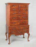 Pennsylvania Queen Anne walnut high chest in two parts ca 1765