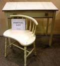 Two White Painted Dressing Tables with a Chair and a Stool