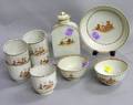 Lowestoft Chinese Export Style Tea Caddy Five Cups Two Handleless Tea Cups and a Saucer