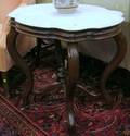 Victorian White Marble Turtletop Walnut Occasional Table