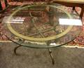 Circular Glasstop Giltmetal Base Low Table